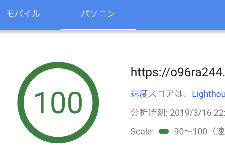 PageSpeed結果パソコン